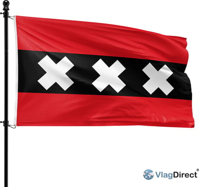 VlagDirect - Amsterdamse vlag - Amsterdam vlag - 90 x 150 cm.