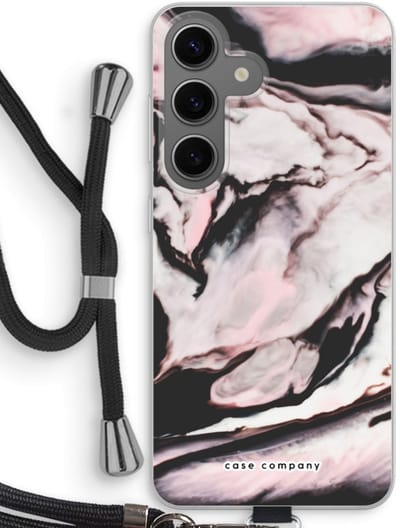 Case Company® - Hoesje met koord geschikt voor Samsung Galaxy S24 hoesje met Koord - Roze stroom - Telefoonhoesje met Zwart Koord - Bescherming aan alle Kanten en Over de Schermrand