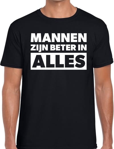 Mannen zijn beter in alles tekst t-shirt zwart heren - heren shirt Mannen zijn beter in alles S