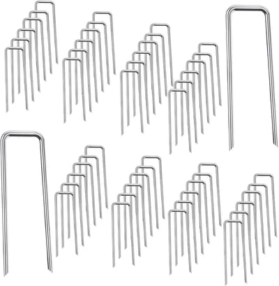 U-vormige grondspijkers, 50 stuks, roestvrijstalen ankers voor kunstgras, netten en doeken, 3 x 40 x 100 mm