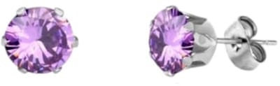 Aramat Jewels | Oorbellen | RVS Paarse Zirkonia Oorbellen | Zilverkleur / 7mm | | | Staal | Kinderen, Volwassenen | Verkleurd niet