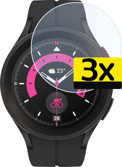 Screenprotector - 3 Stuks - Geschikt voor Samsung Watch 5 Pro 45 mm - Sterk & Shockproof - Tempered Glass - Beschermglas Screen Cover - Gehard Glas - Bescherm Protector voor Smartwatch