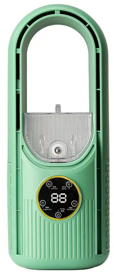 Ventilator - Bureauventilator bladloos - 6 snelheden - USB verneveling timer - Draagbaar - Groen