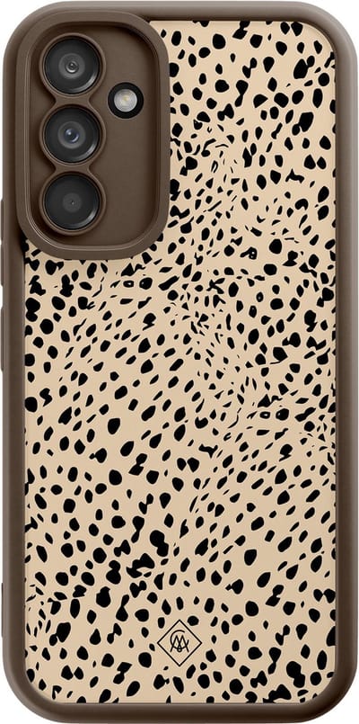 Casimoda® hoesje - Geschikt voor Samsung Galaxy A54 - Stippen bruin abstract - Zwart TPU Backcover - Gestipt - Bruin/beige