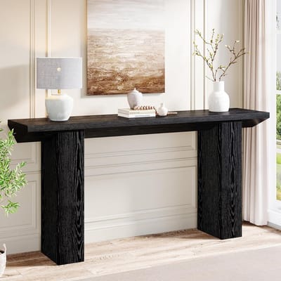 Tribesigns Consoletafe - Houten Sidetable - Zwart - 160 x 30 x 80 cm - Console Tafel voor Hal, Woonkamer, Entree