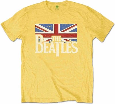 The Beatles - Logo & Vintage Flag Kinder T-shirt - Kids tm 6 jaar - Geel