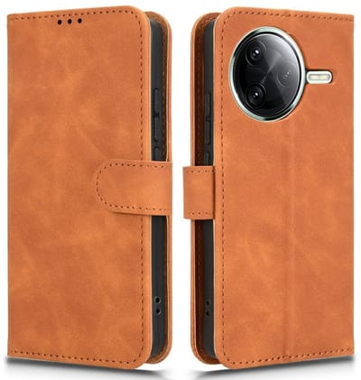 Coverup Hoesje - Geschikt voor Xiaomi Poco F7 Pro / F7 Ultra Hoesje - Coverup Book Case - Bruin