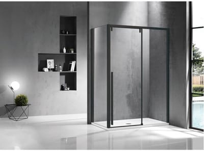 FugaFlow Efficiente Vetro douchecabine 130x100cm met schuifdeur 8mm veiligheidsglas met anti kalk zwart mat -