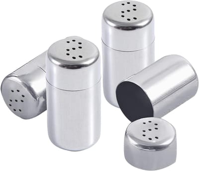 EGoods - Mini zoutvaatjes set van 4 stuks roestvrij staal zoutstrooier peperstrooier 5ml voor specerijen restaurants keuken camping outdoor