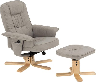 Fauteuil met Voetenbank - Relaxfauteuil Draaibaar - Comfortabel Ontspannen - Inclusief Zijvak - Draaibaar - Grijs