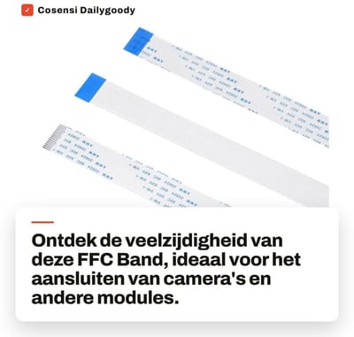 Dailygoods- FFC Band 15-polig - 3 Stuks/set - Flexibele Kabelgoot - Ultradun - Geschikt voor Raspberry Pi - Hoogwaardige PET Materiaal - Flexibele Kabel