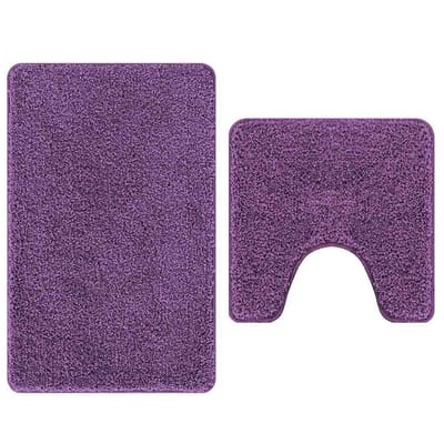 vidaXL - 2-delige - Badmat - Set - Paarse - Polypropyleen - Antislip