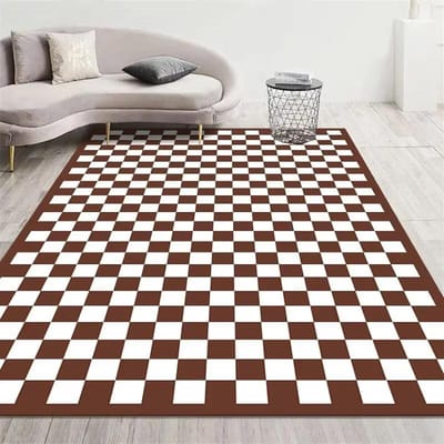 Mode Retro Dambord Tapijt Woonkamer Slaapkamer Decoratie Bedzijde Antislip Zachte Mat Huis Wasbaar Pluche Kleden Aanpasbaar 80*120cm