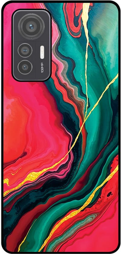 Smartphonica Telefoonhoesje Geschikt voor Xiaomi 12 Lite met Rood Groen Marmer Opdruk - TPU Backcover Case Red Green Marble Design geschikt voor Xiaomi 12 Lite