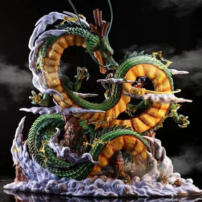 24cm Dragon Ball Anime Model Shenron Figuur Goku En Shenron Beeldje Figuur Pvc Standbeeld Poppen Set Kamer Speelgoed Cadeaus brown