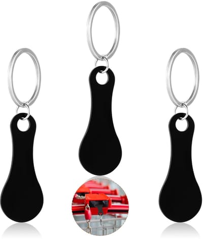 Dailygoods- Winkelwagen Token - 3 Stuks - Roestvrij Stalen Sleutelhanger - Draagbare Kwart Houder - Afneembaar - Geschikt voor Supermarkt - Trolley Token