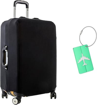 Verstelbare Reisbagagehoes voor Koffers van 45-72 cm, Beschermhoes, Zwarte Kofferbescherming met Bagagetag en Elastische Pasvorm