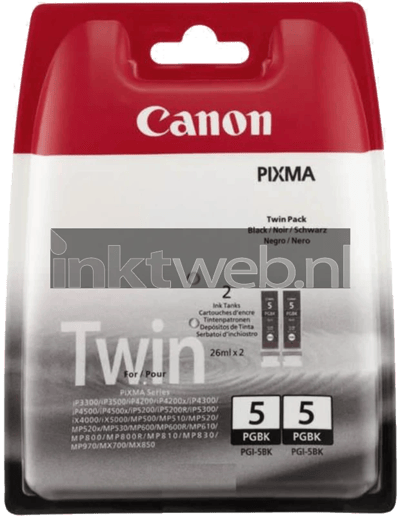 Canon PGI-5BK2 Inktcartridge 2x Zwart - Multipack