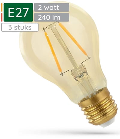 Spectrum LED Lamp A60 E27 2W 230V - 240 Lumen - 2400K Warm wit - Gezellig licht - Energiezuinig - 3 stuks