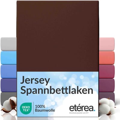 etérea Jersey Hoeslaken 200x220 - 200x220 cm Oekotex Made in Green - 100% katoen - Donkerbruin
