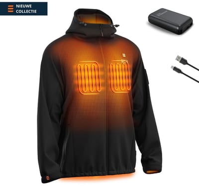 Verwarmde Jas voor Heren - Magnetar Heat VULCAN - Met 13000 mAh powerbank - Softshell - Zwart