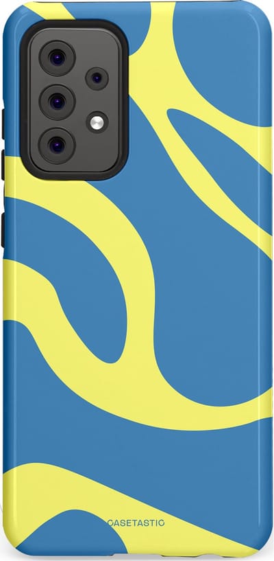 Casetastic hoesje geschikt voor Samsung Galaxy A52 (2021) 5G / Samsung Galaxy A52 (2021) 4G - Dubbellaagse bescherming - Blauwe Gele Zee Stranden - Fashion Case - Lavendel Goud Lichtblauw