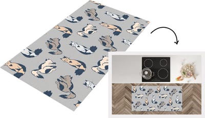 Keukenloper - Loper keuken - Patroon - Kat - Hart - 120x60 cm - Keukenloper vinyl
