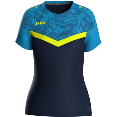 Jako Iconic T-Shirt Dames - Marine / Jako Blauw / Fluogeel | Maat: 34
