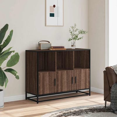 vidaXL - Dressoir - 100x35x76 - cm - bewerkt - hout - bruin - eikenkleur