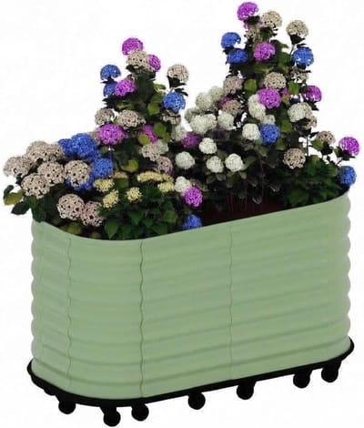 Verhoogde plantenbak - Zelfwaterende verhoogde plantenbak - Gegalvaniseerde stalen plantenbak - Groen - 150 x 60 x 70 cm