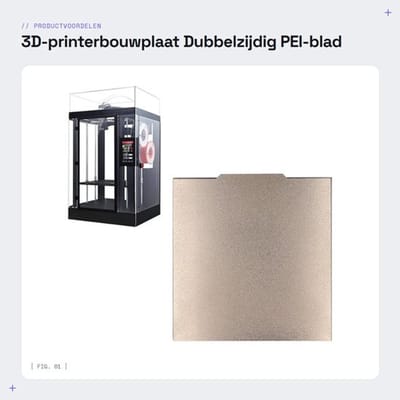 Bouwplaat Dubbelzijdig - 332x340mm - Magnetisch Flexibel Verwarmd Bed - PEI-drukplaat - Slijtvast - Temperatuurbestendig tot 200℃ - 3D-printer Bed