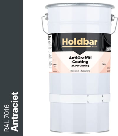 Holdbar Anti Graffiti Coating Antracietgrijs (RAL 7016) 5 Kg - Maakt Graffiti verwijderbaar - Graffiti Verwijderen - In Alle Kleuren - Voor Steen, Beton, Hout, Metaal en Tegels