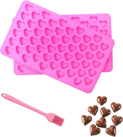 Hartvormige Siliconen Bakvormen voor Chocolade, IJsblokjes, Snoep en Taart - Set van 2, Perfect voor Bakken en Creatieve Desserts