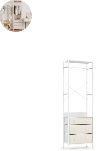 Open Kledingkast - Slaapkamer - Kledingkasten - Ladekasten - Kledingrek - Dressing Kasten - Organizer - Metaal - Wit