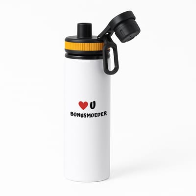 Hacebo® - love u bonusmoeder waterfles met draaidop oranje - Mama - de liefste bonusmoeder - Moeder cadeautjes - moederdag - verjaardag - geschenk - kado - water fles - 850ML