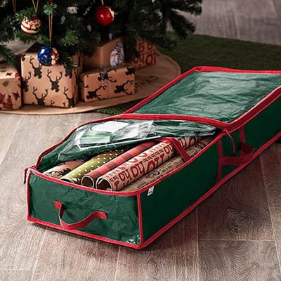 Dailygoods- Inpakpapier Opbergzak - Transparante Compartimenten - Opbergdoos - 420D Oxford - 106 x 15 x 35 cm - Kaart Pocket