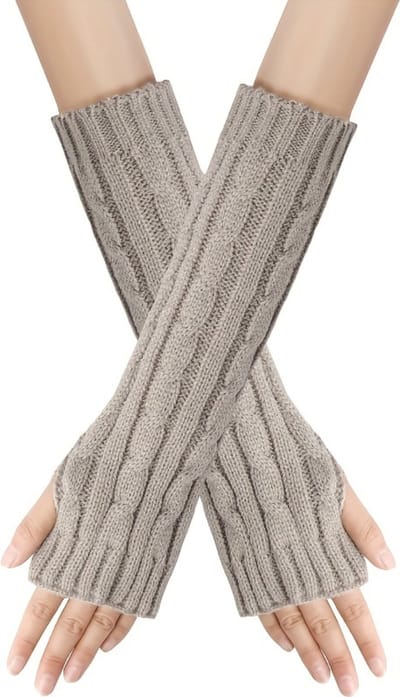 Nivard Armwarmers - Polswarmers - Armwarmers Dames - Duimopening - Wol - Armstukken - Winter - Lichtgrijs
