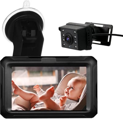 Baby Auto Spiegeltje met Camera en Groot Scherm – 360° Nachtzicht Achterbank Monitor