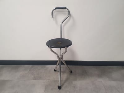 Trio Popular - zwart - lichtgewicht aluminium wandelstok met zitje
