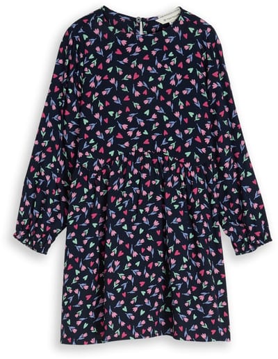 Tom Tailor - Midi-jurk met bloemenpatroon - Maat 92/98 - dark blue tulip print big