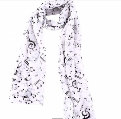 Shawl- Muziek - Wit - Charme Bijoux