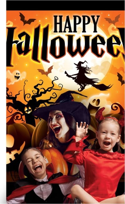Fiestas Guirca - Backdrop happy Halloween 220 x 150 cm - Halloween - Halloween Decoratie - Halloween Versiering