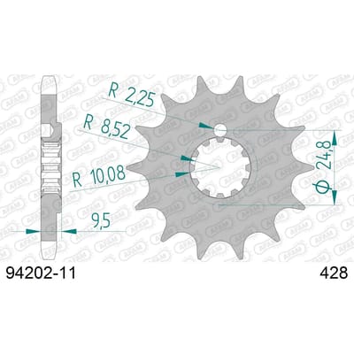 Stalen motortandwiel voor Afam 428 11 dents