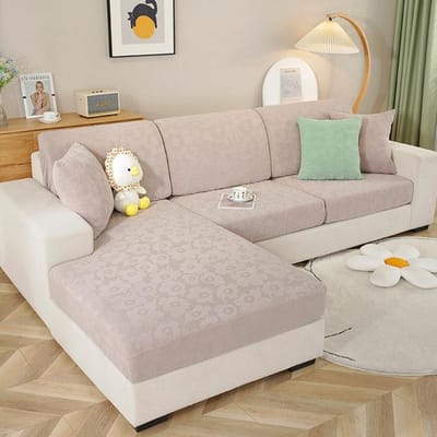 Elastische Sofahoes Stofdicht Effen Kleur Jacquard Verdikking Woonkamer Sofahoes Antislip Volledige Wrap Sofakussenhoes 1 /2 /3 1pc Normal size-S koffie