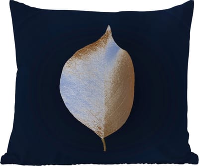 Buitenkussens - Tuin - Gouden blad met een punt op een zwarte achtergrond - 50x50 cm