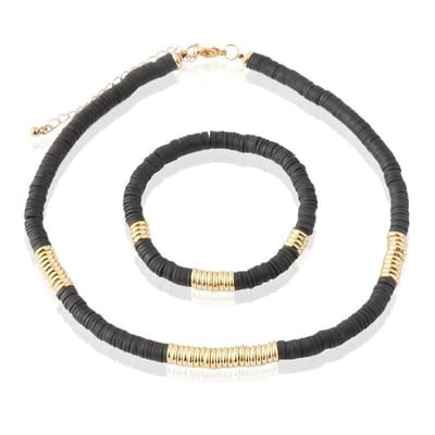Sorprese Black Gold - ketting dames - incl. armband - kralenketting dames - 40 cm - cadeau - Model Z