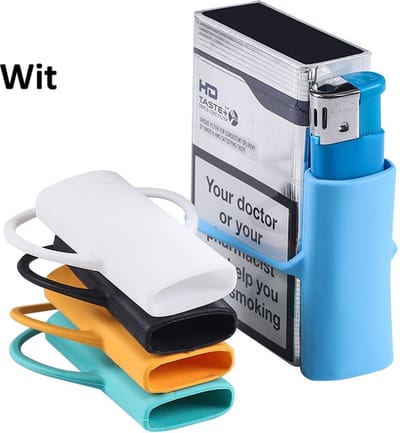 Elastische Siliconen Aanstekerhoes Voor Sigarettenpakjes I I Rekbaar I Raak nooit Meer je Aansteker Kwijt I Antislip I 5.9 x 2.6 CM I Wit