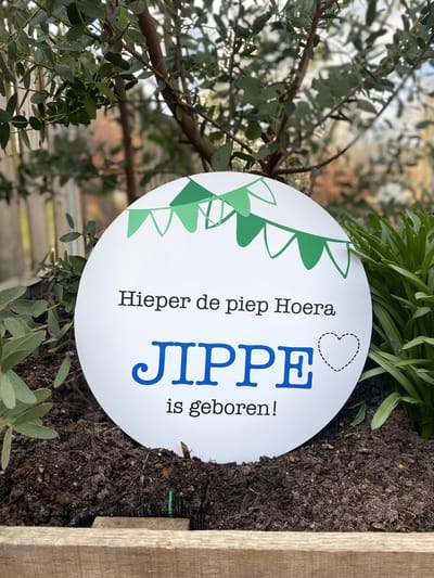 Creaties van Hier - Geboortebord - Gepersonaliseerd met eigen naam - Dibond - 50 cm