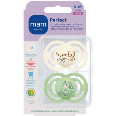 MAM Perfect Silikon Fopspeen Beige 6-16 mnd 2 stuks
