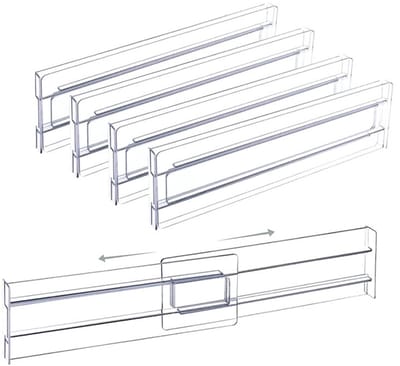longziming -Verstelbare Schubladenscheiders – Duurzaam Kunststof Organizers voor Lades (27,5 cm tot 52 cm)
